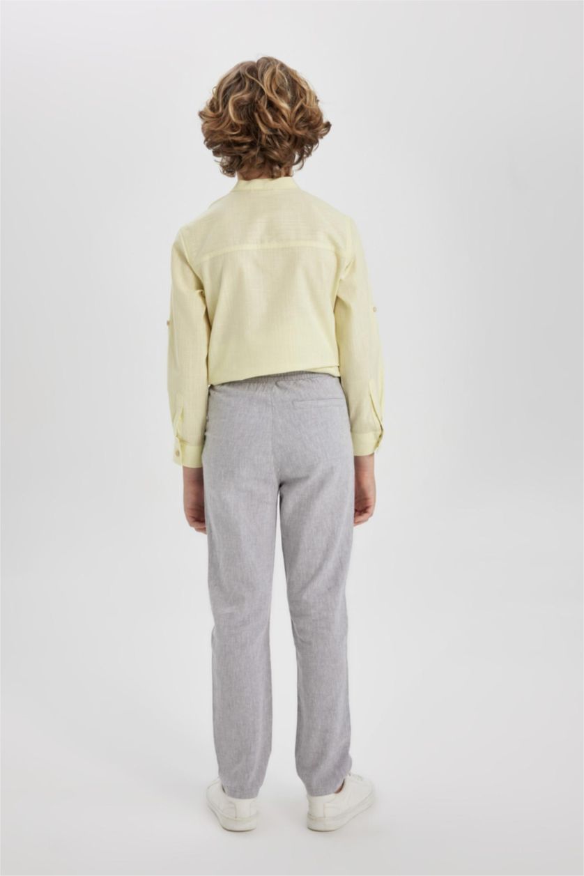 BOYS & TEENS Light Grey Boy Regular Fit Standard Leg Linen Look Trousers