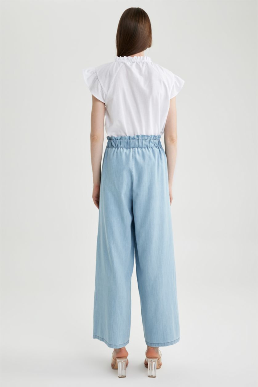 FEMME BLEU Clair Culotte Jean Crop Fit Pantalon