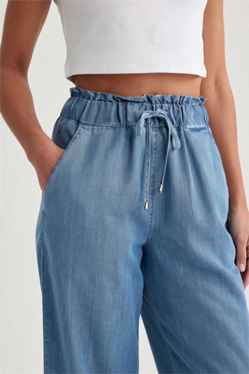 WOMAN Light Blue Culotte High Waist Slit Culotte Jeans