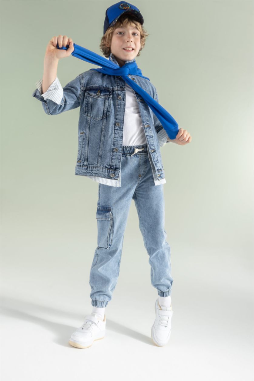 Мальчики и подростки Светло-синий Джинсы карго для мальчиков