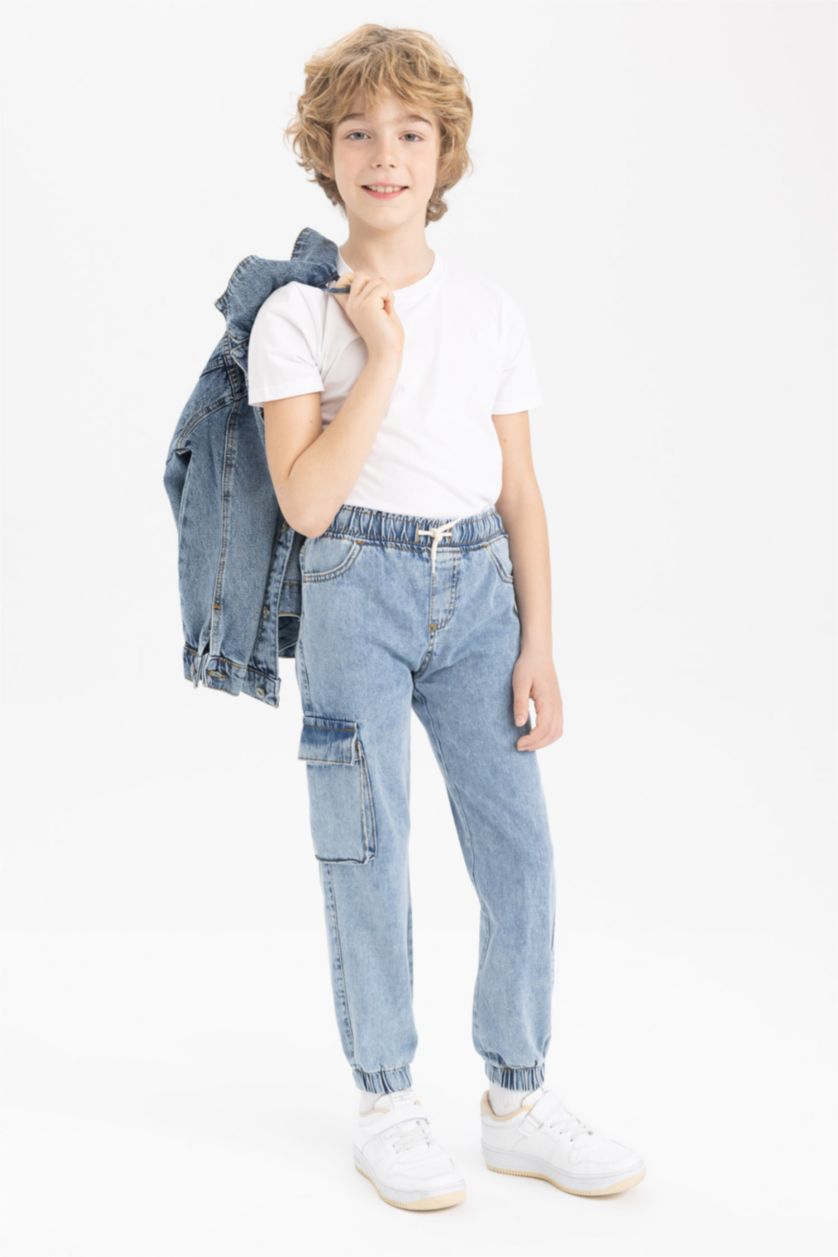 Мальчики и подростки Светло-синий Джинсы карго для мальчиков
