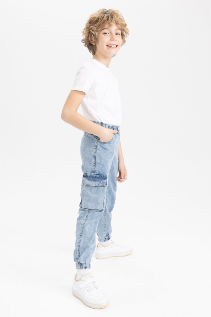 Мальчики и подростки Светло-синий Джинсы карго для мальчиков