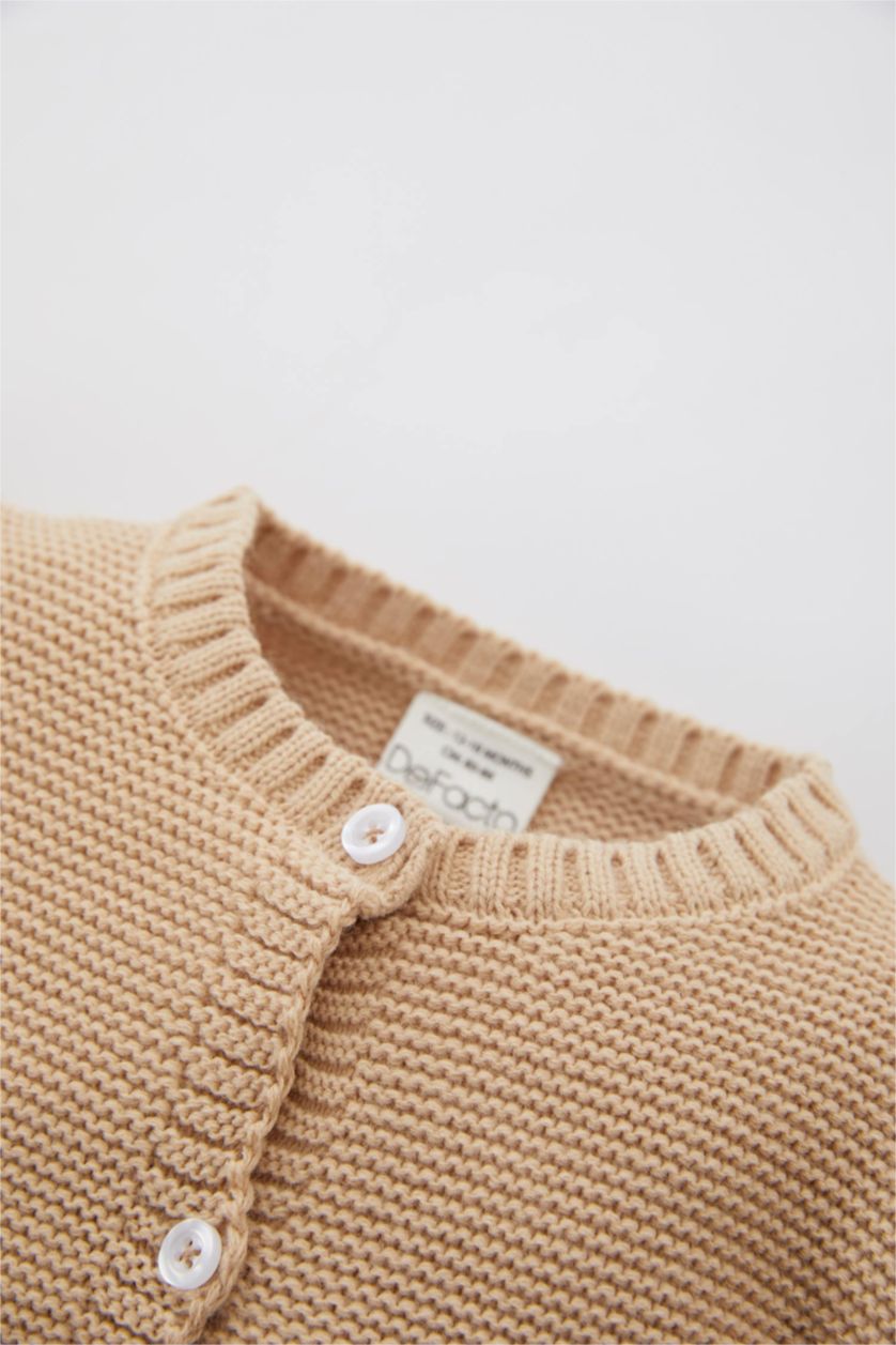 BÉBÉ FILLE Beige Cardigan En Tricot Acrylique À Motif Animalier Pour Bébé Fille