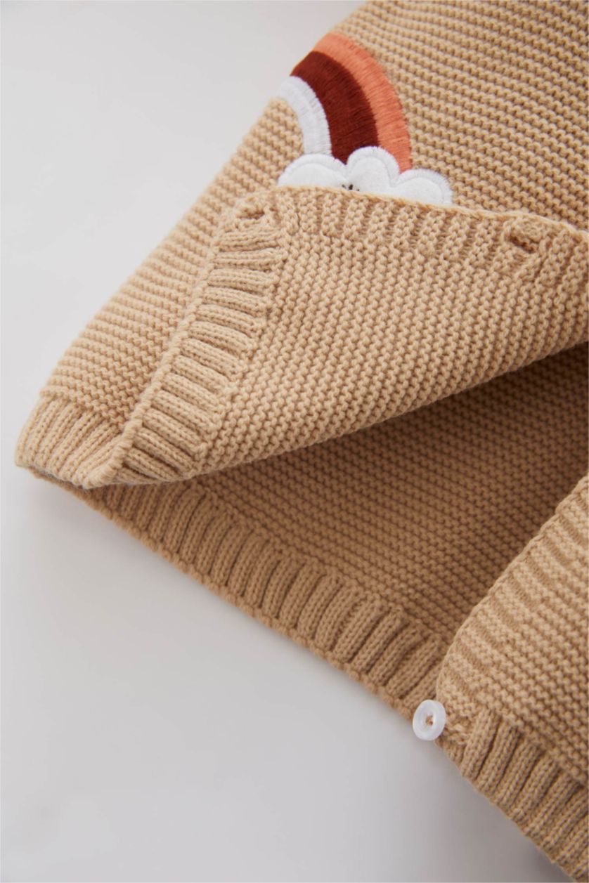 BÉBÉ FILLE Beige Cardigan En Tricot Acrylique À Motif Animalier Pour Bébé Fille