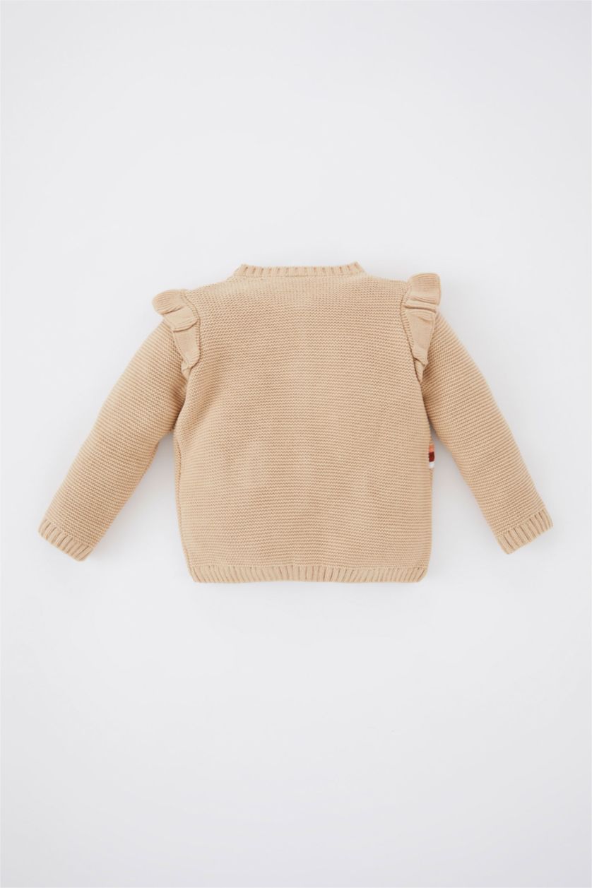 BÉBÉ FILLE Beige Cardigan En Tricot Acrylique À Motif Animalier Pour Bébé Fille