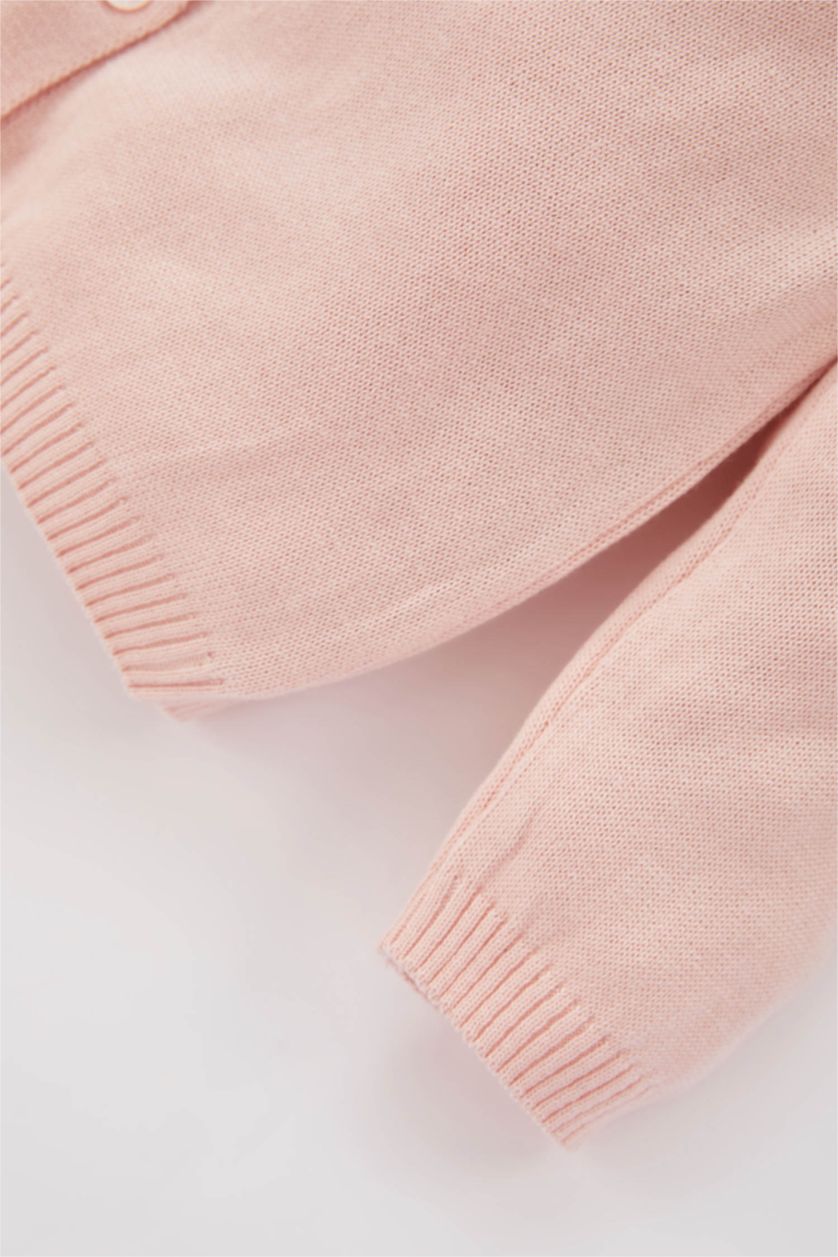 Kız Bebek Pembe Dantel Yaka Pamuk Akrilik Hırka Kız Bebek