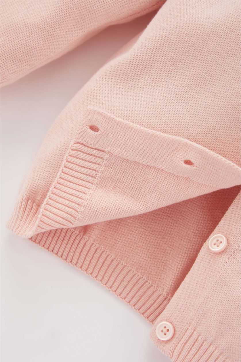 Kız Bebek Pembe Dantel Yaka Pamuk Akrilik Hırka Kız Bebek