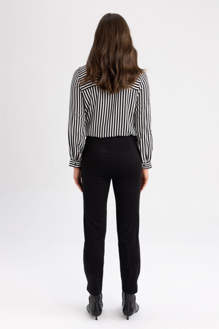 WOMAN Black Slim Fit Ribbed Trousers