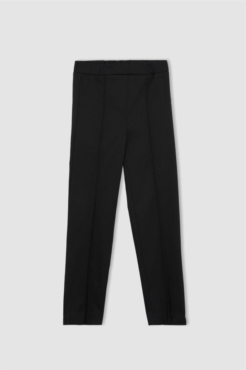 WOMAN Black Slim Fit Ribbed Trousers