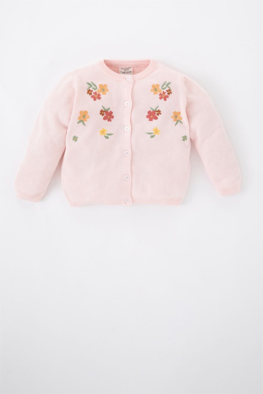 BÉBÉ FILLE Rose Clair Cardigan Fleuri À Col Rond Bébé Fille