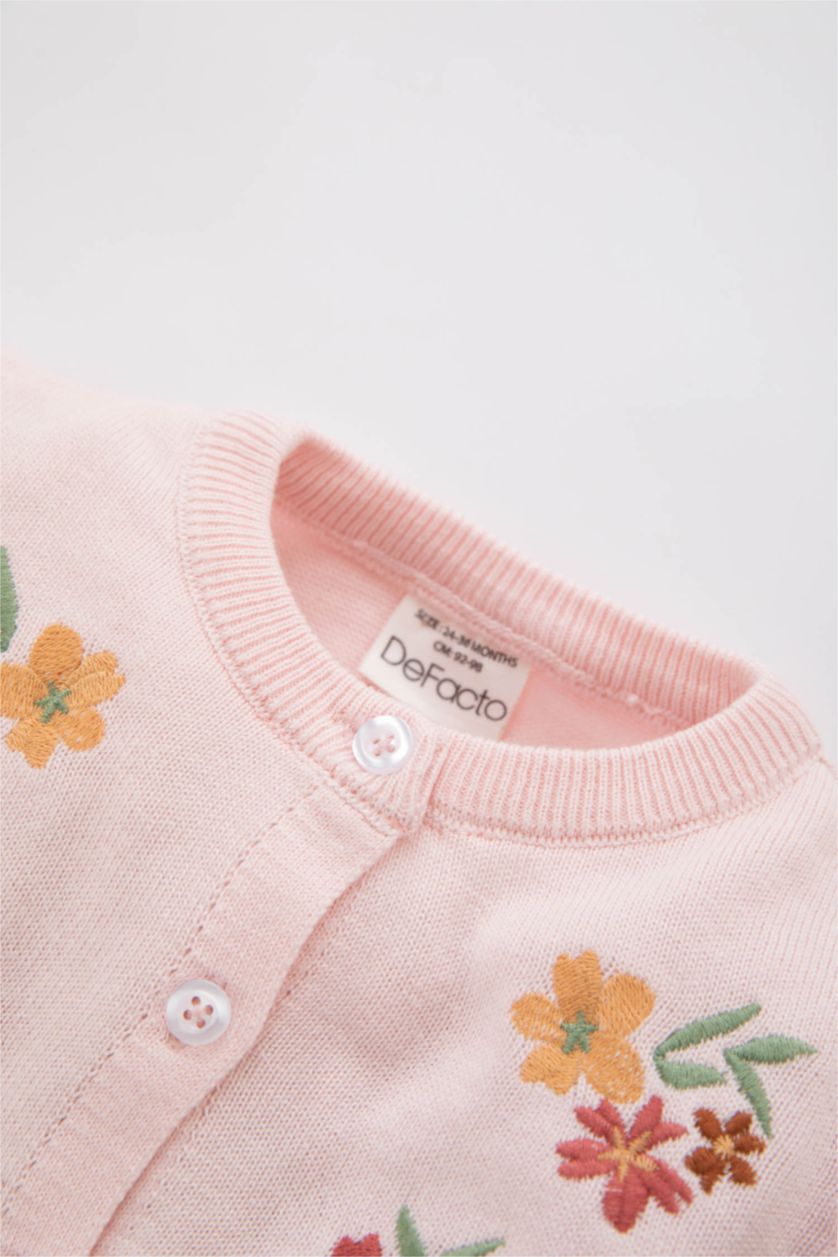 BÉBÉ FILLE Rose Clair Cardigan Fleuri À Col Rond Bébé Fille