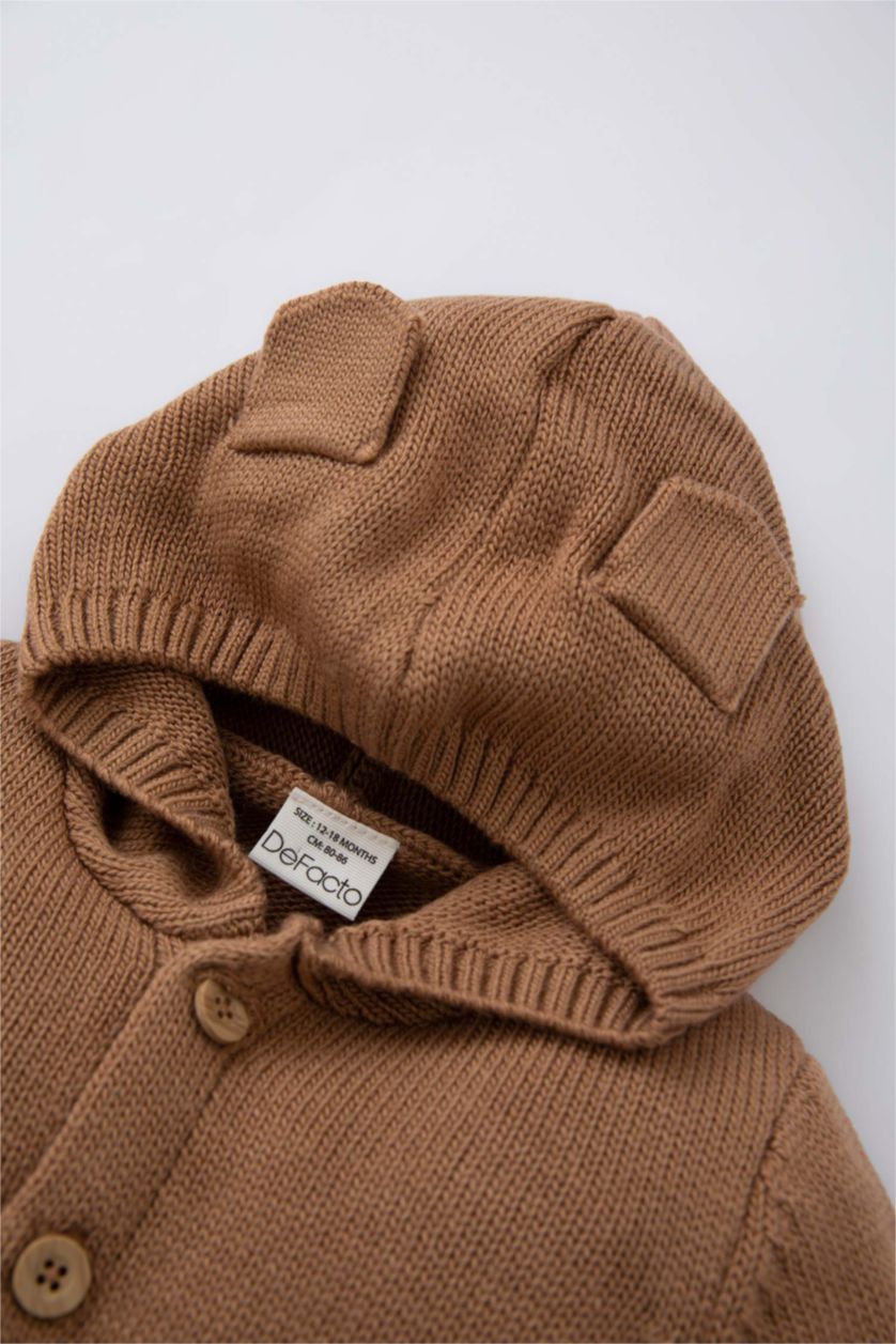 طفل صغير فيزوني سويتر تريكو بقصة عادية وغطاء للرأس