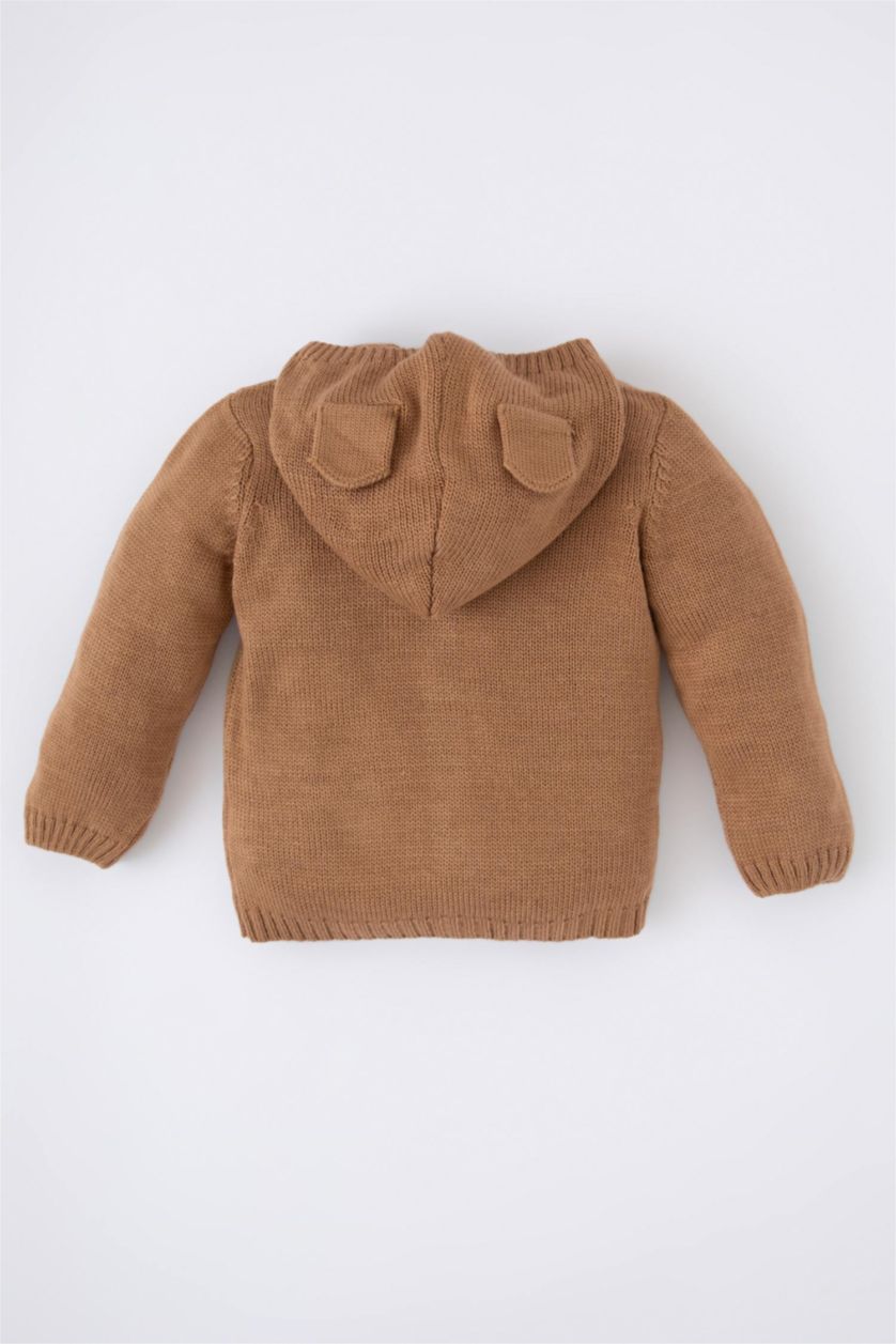 طفل صغير فيزوني سويتر تريكو بقصة عادية وغطاء للرأس