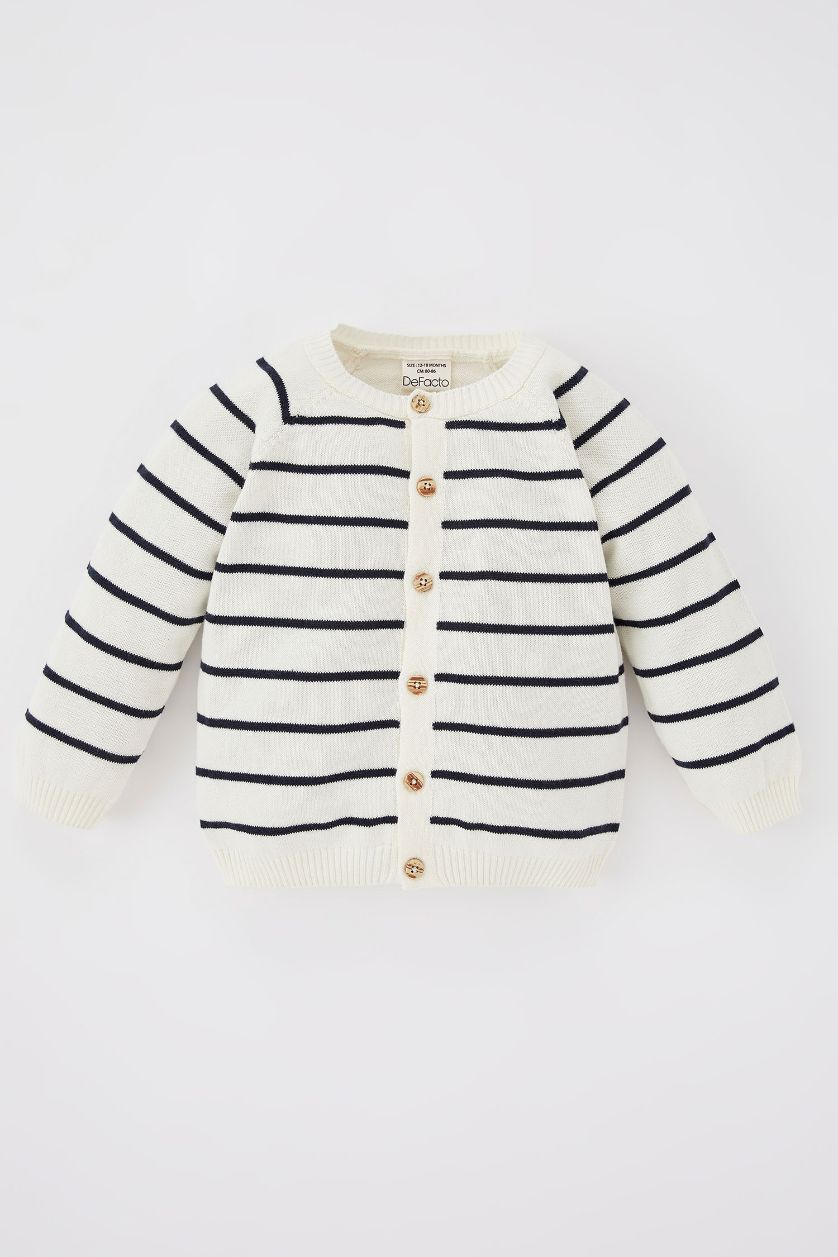 BÉBÉ GARÇON Écru Cardigan En Maille À Col Rond Bébé Garçon