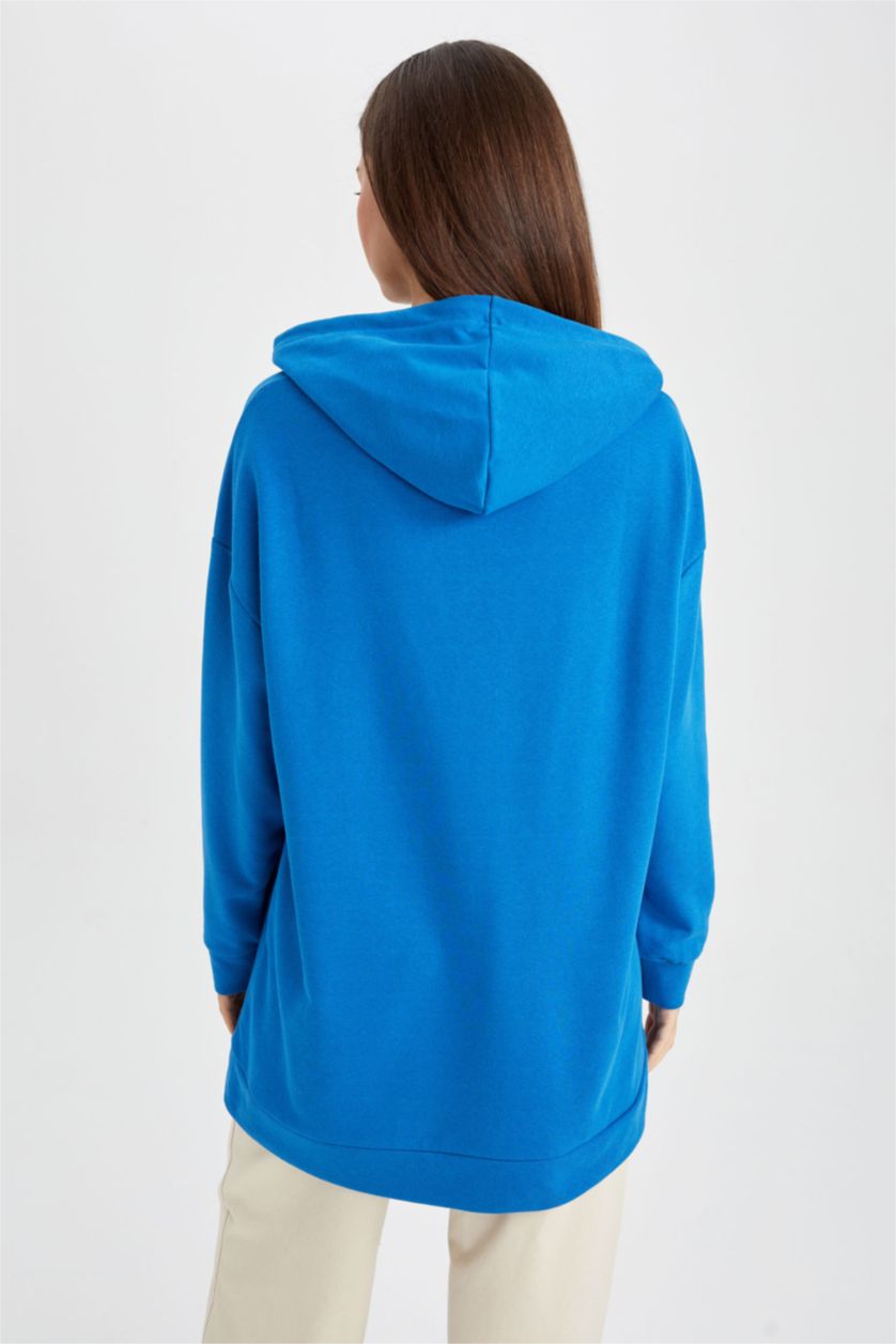 FEMME Bleu Sweatshirt tunique Coupe décontractée À capuche