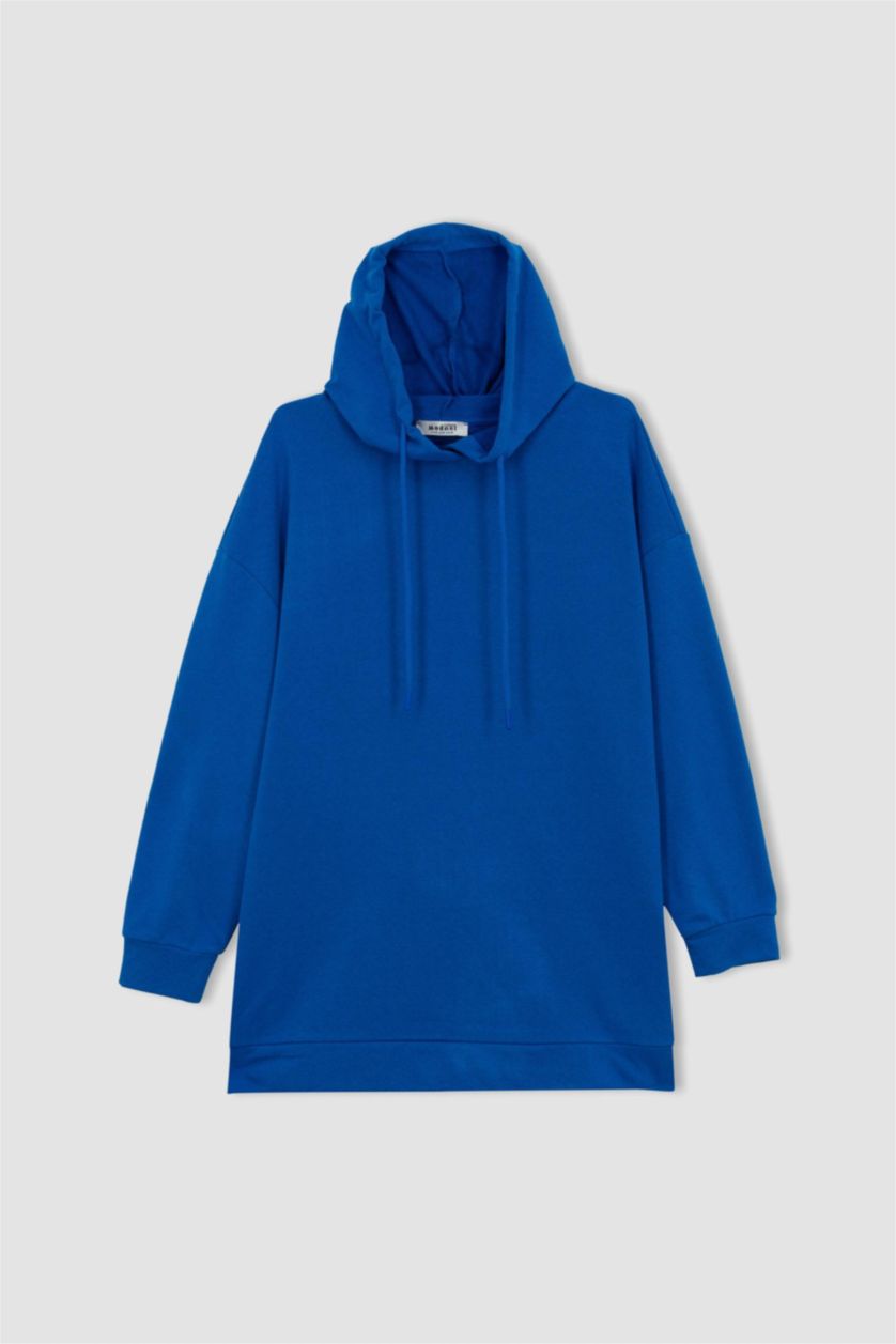 FEMME Bleu Sweatshirt tunique Coupe décontractée À capuche