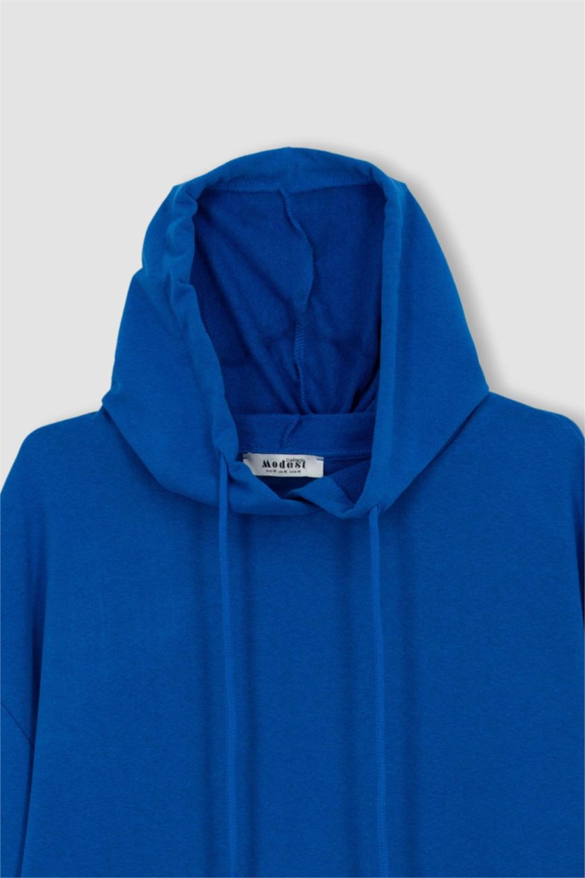 FEMME Bleu Sweatshirt tunique Coupe décontractée À capuche