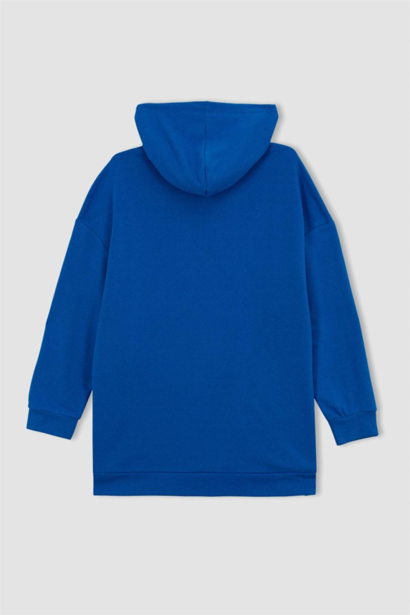 FEMME Bleu Sweatshirt tunique Coupe décontractée À capuche