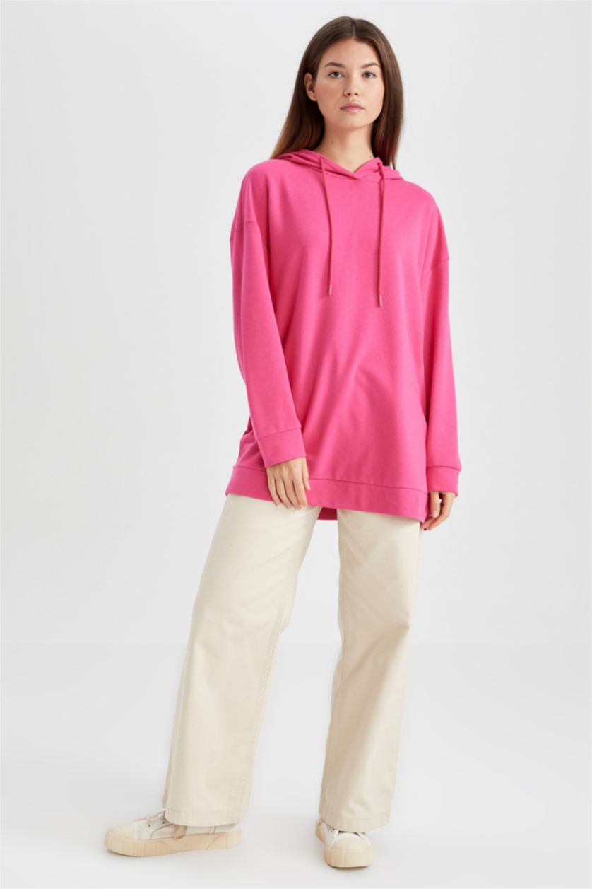 FEMME Rose Sweatshirt tunique Coupe décontractée À capuche