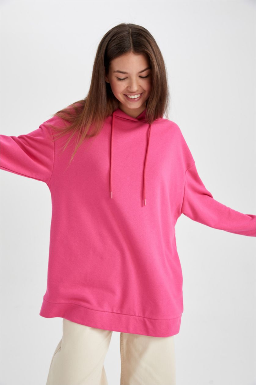 FEMME Rose Sweatshirt tunique Coupe décontractée À capuche