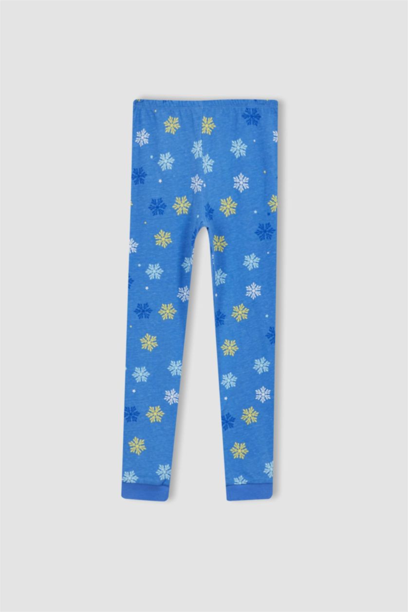 GIRLS & TEENS Blue Girls Child Frozen Long Sleeve Combed Cotton Pajamas Set