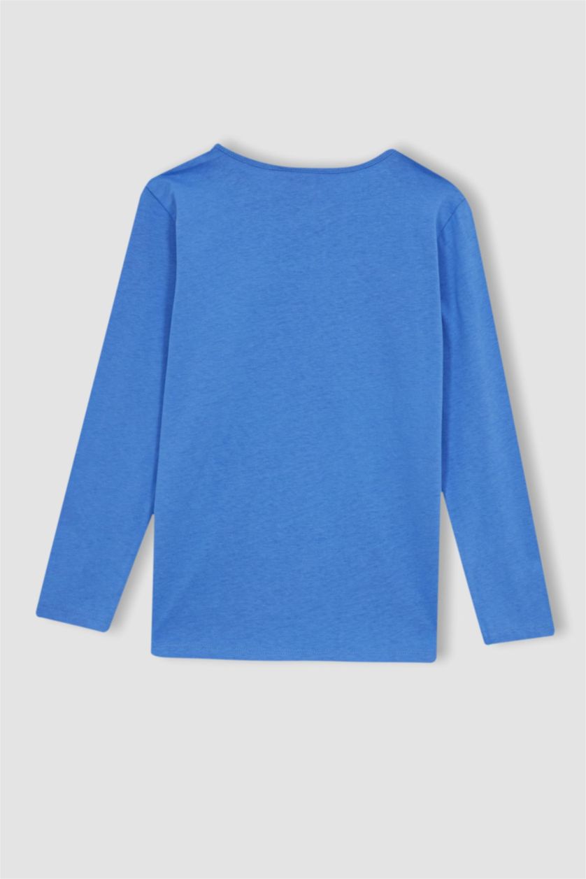 GIRLS & TEENS Blue Girls Child Frozen Long Sleeve Combed Cotton Pajamas Set