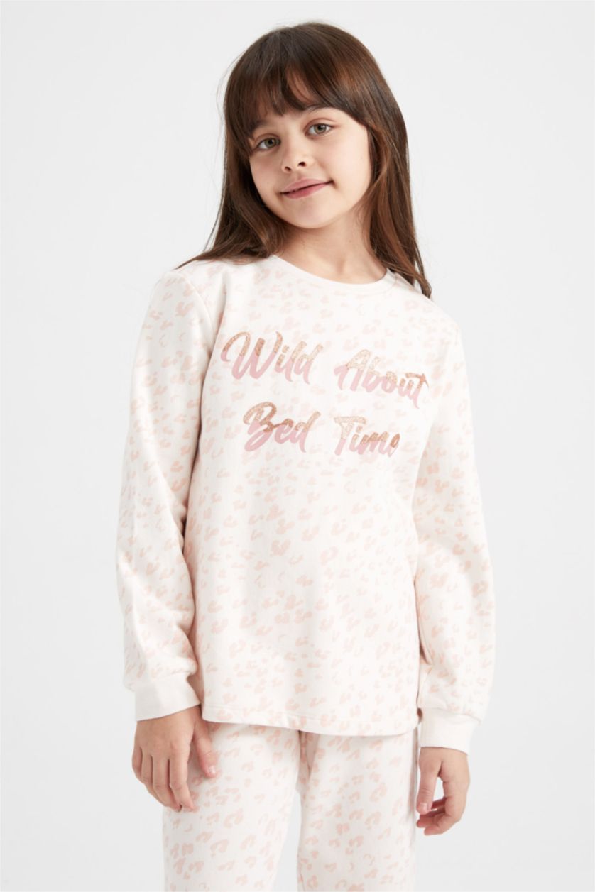 بنات زهري فاتح سيت بيجاما بناتي بقصة عادية - قطعتين