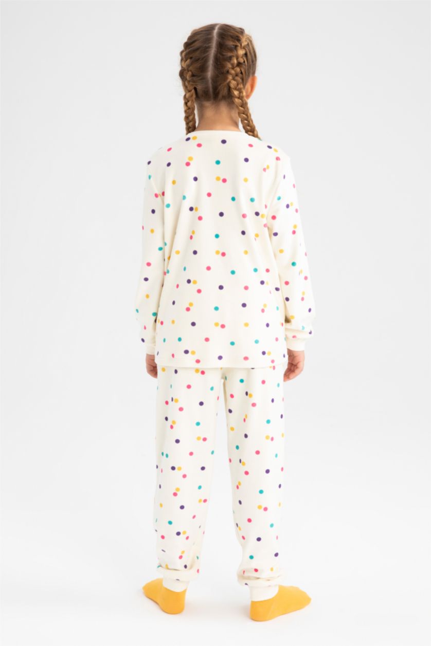 FILLES Beige Pyjama 2 Pièces En Maille Coupe Classique