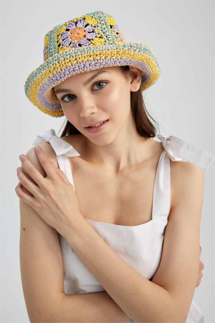 FEMME Orange Chapeau Bob à motif floral pour Femme