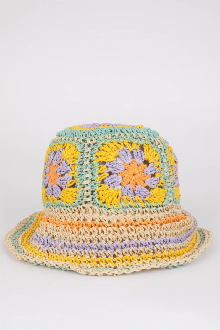 FEMME Orange Chapeau Bob à motif floral pour Femme