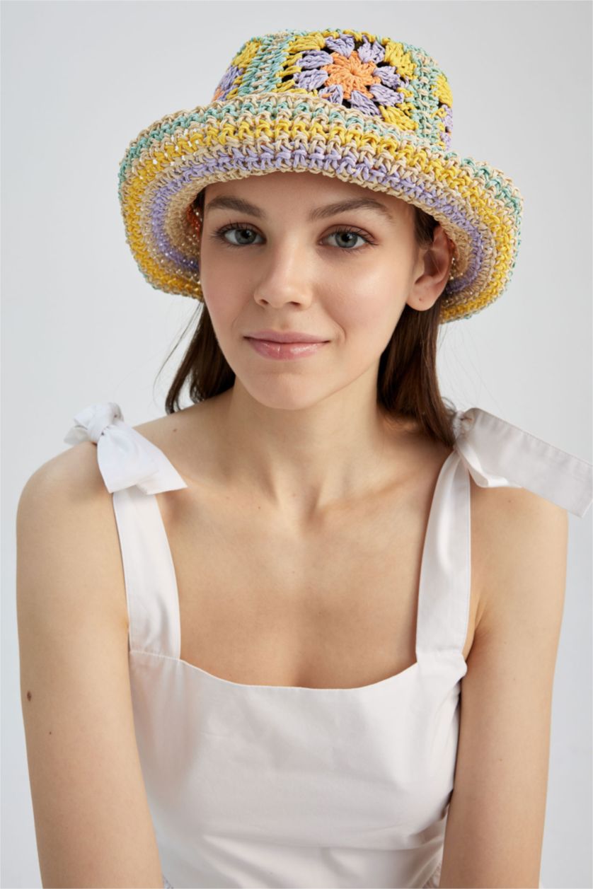 FEMME Orange Chapeau Bob à motif floral pour Femme