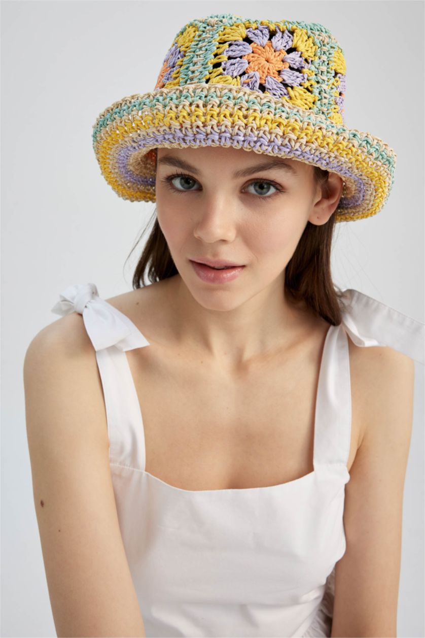 FEMME Orange Chapeau Bob à motif floral pour Femme