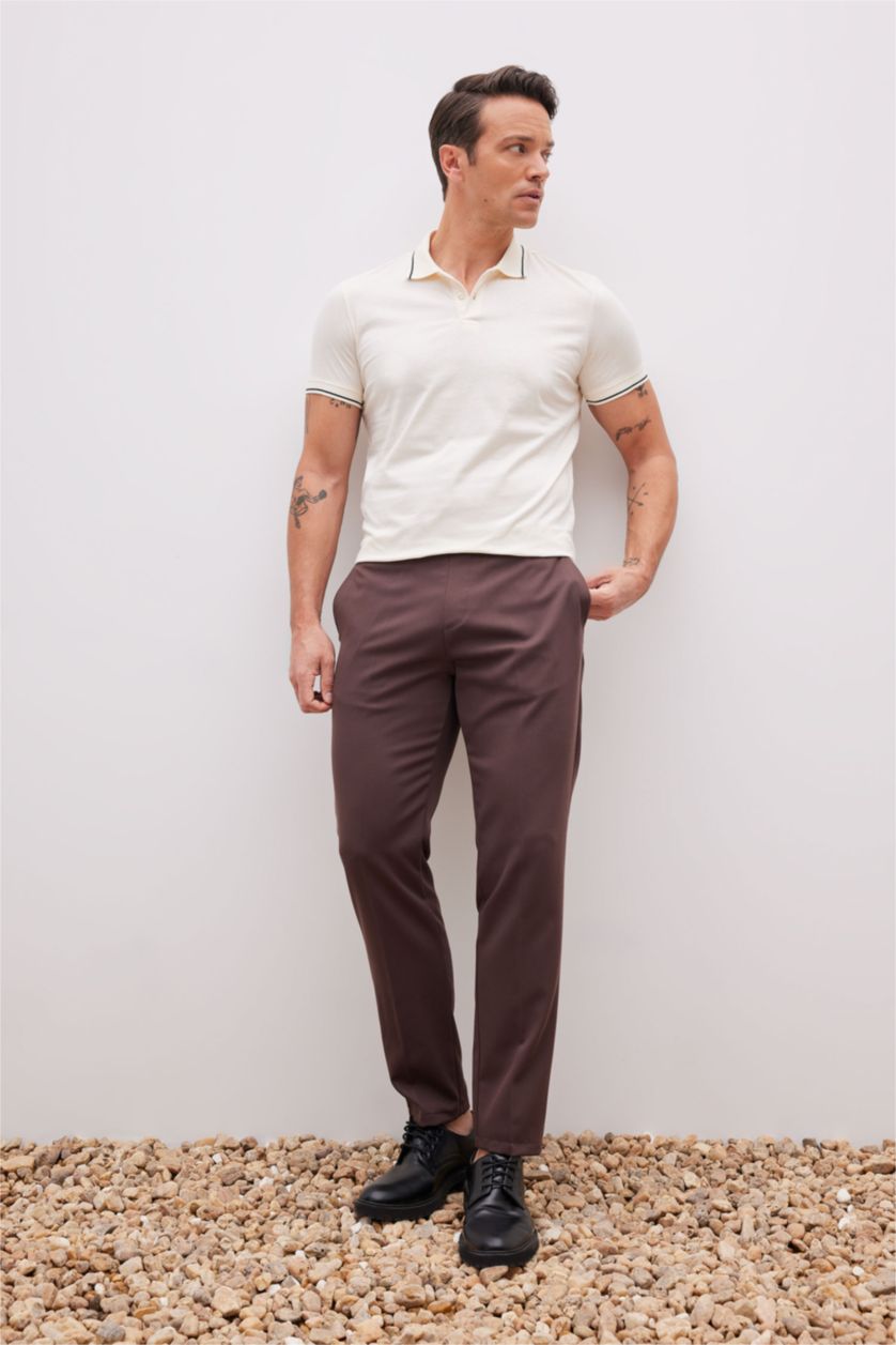 MAN Ecru Modern Fit Short Sleeve Polo T-Shirt