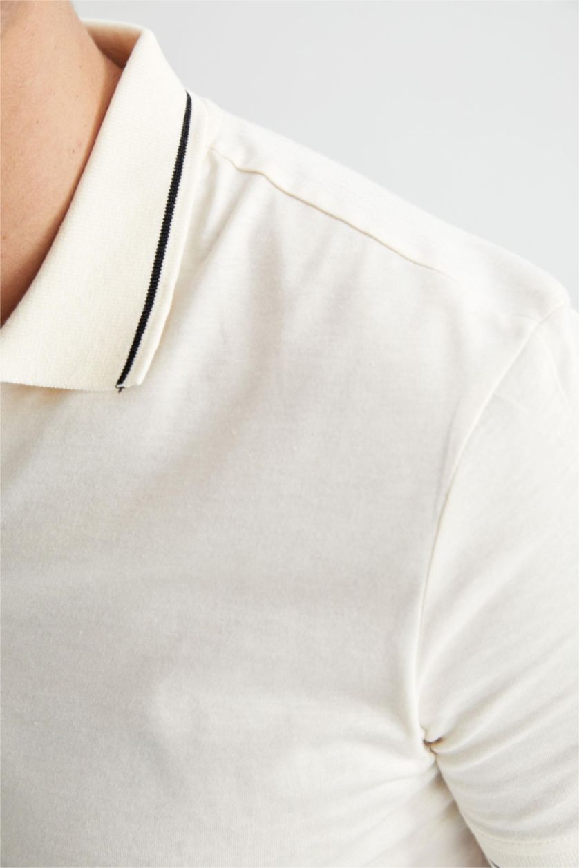 MAN Ecru Modern Fit Short Sleeve Polo T-Shirt