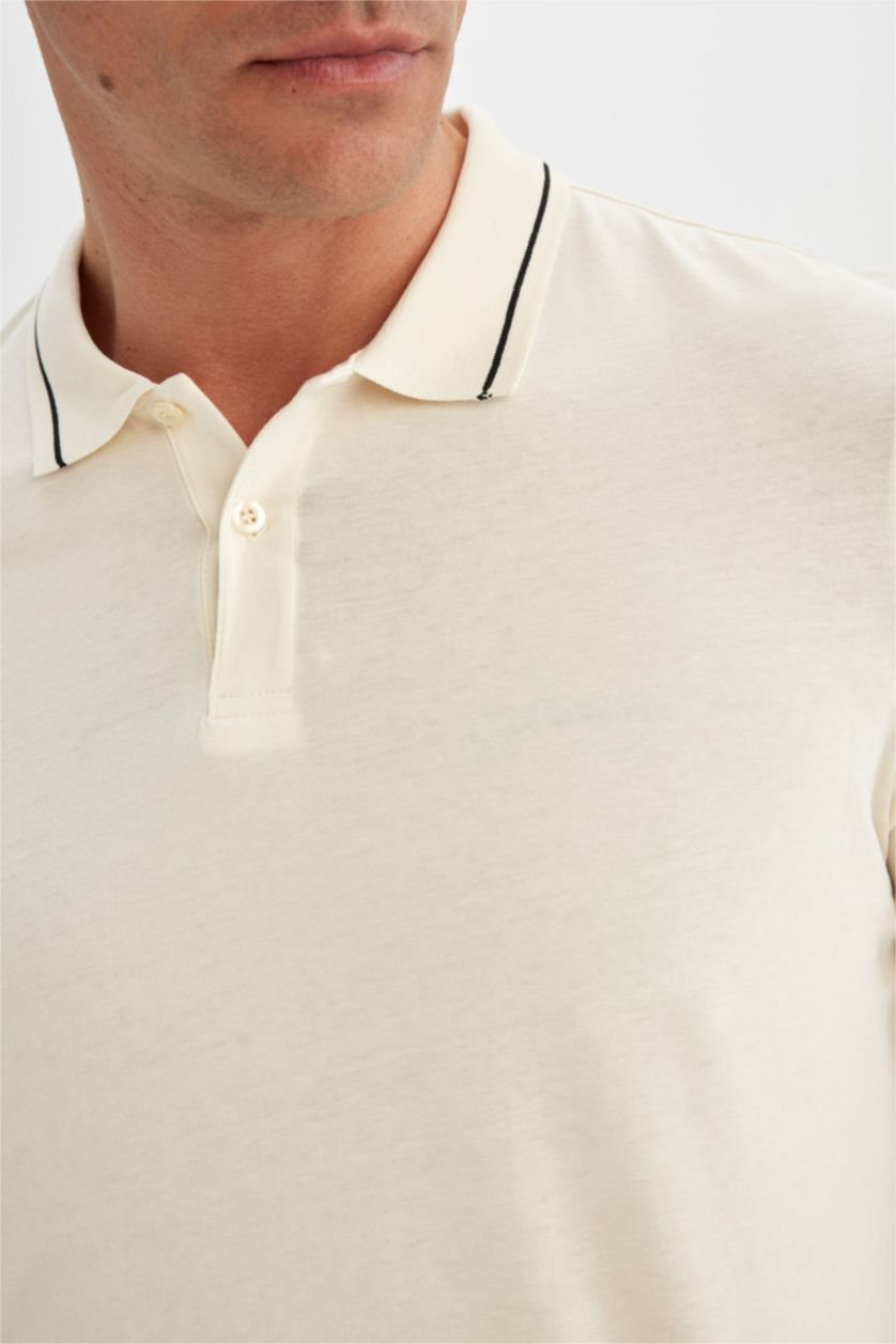 MAN Ecru Modern Fit Polo Collar Polo T-Shirt
