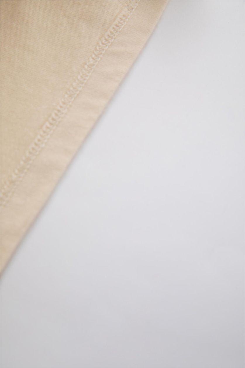 مولود ذكر حجري فاتح تيشيرت كم طويل قماش رقيق قصة عادية برقبة مستديرة