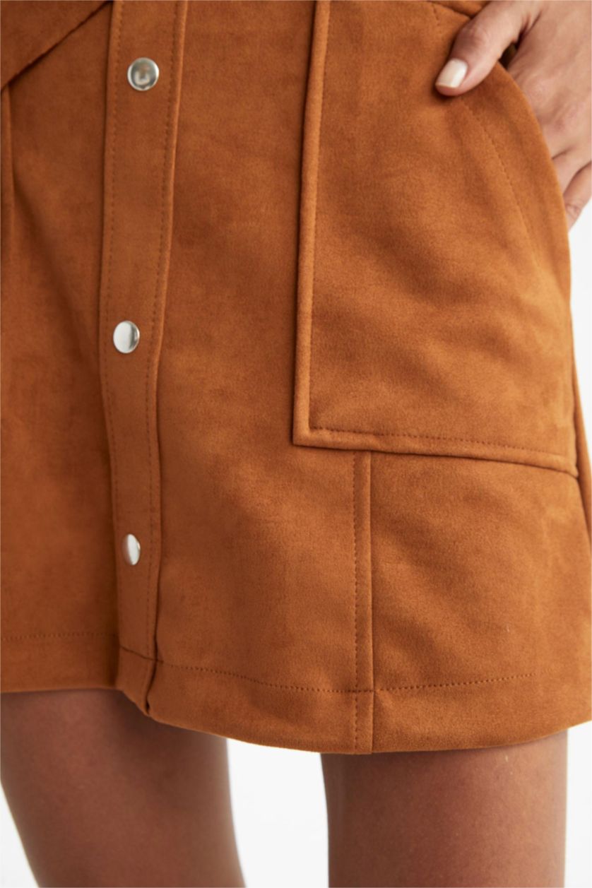 FEMME Marron Jupe En Tricot Suède Taille Normale