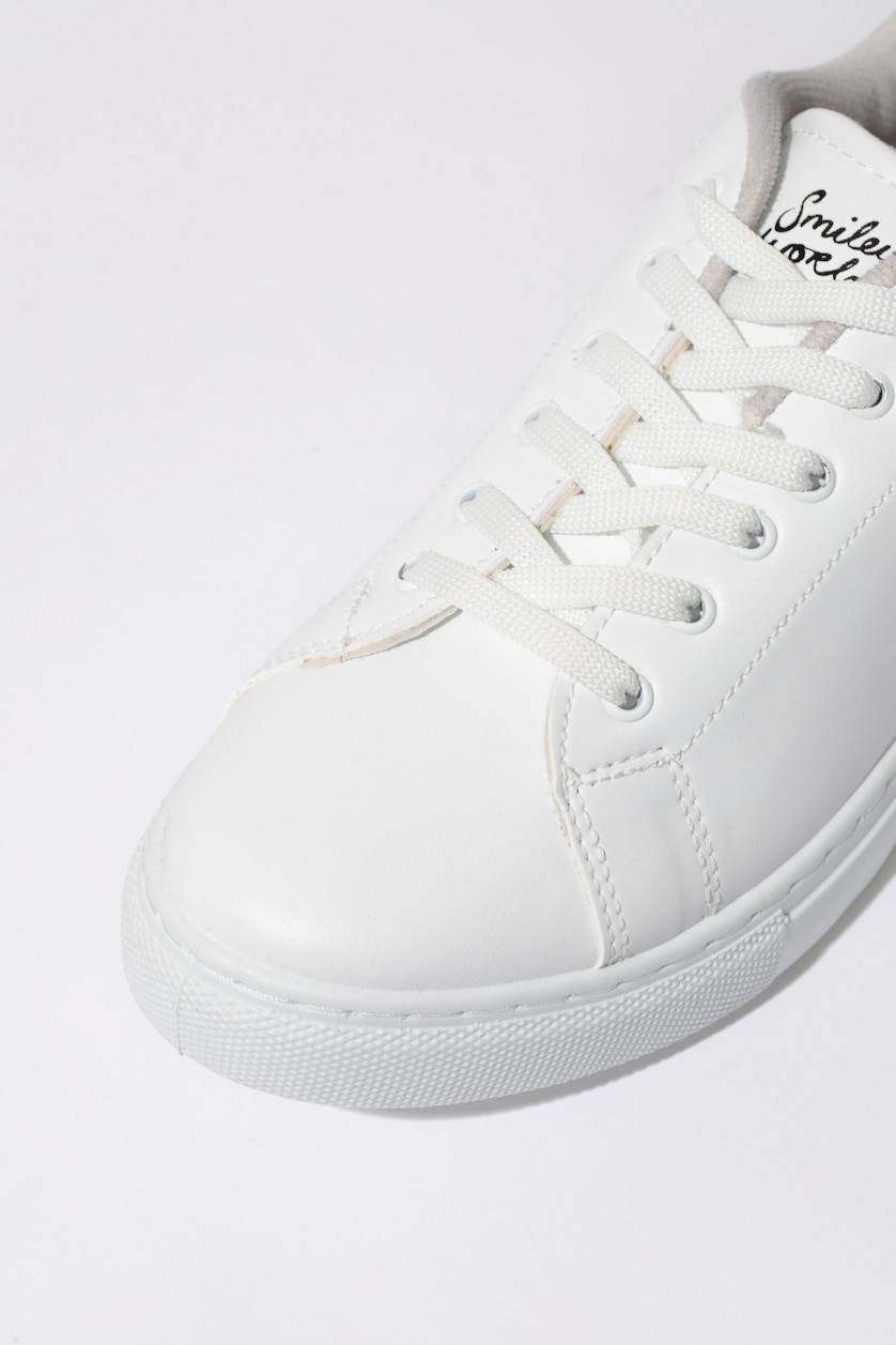 Kadın Beyaz Kadın SmileyWorld Düz Taban Bağcıklı Suni Deri Sneaker