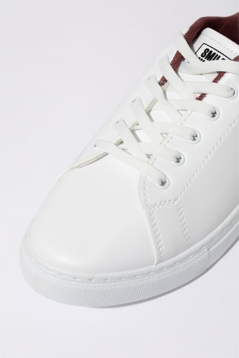 WOMAN White Woman SmileyWorld Flat Sole Faux Leather Sneakers