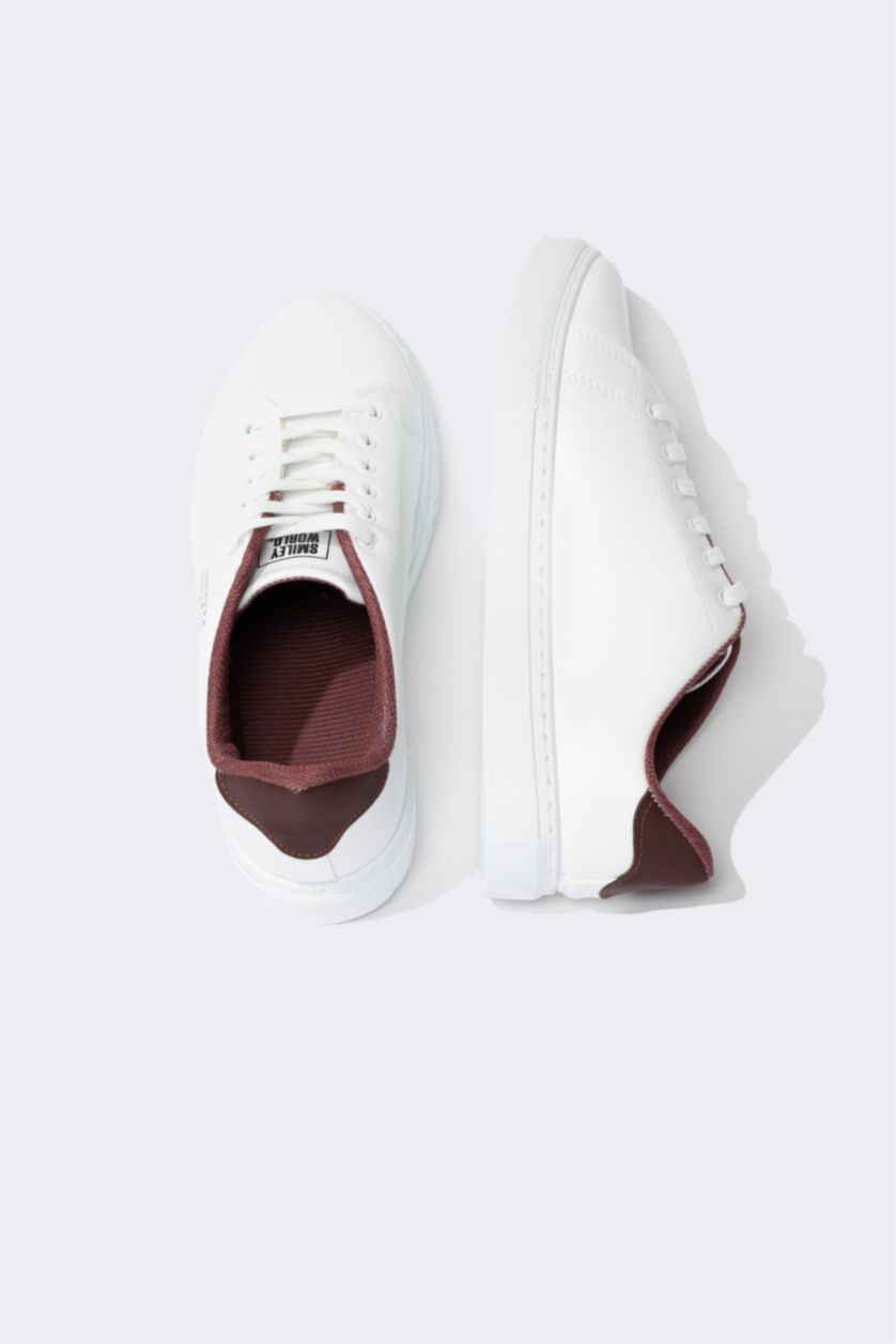 WOMAN White Woman SmileyWorld Flat Sole Faux Leather Sneakers