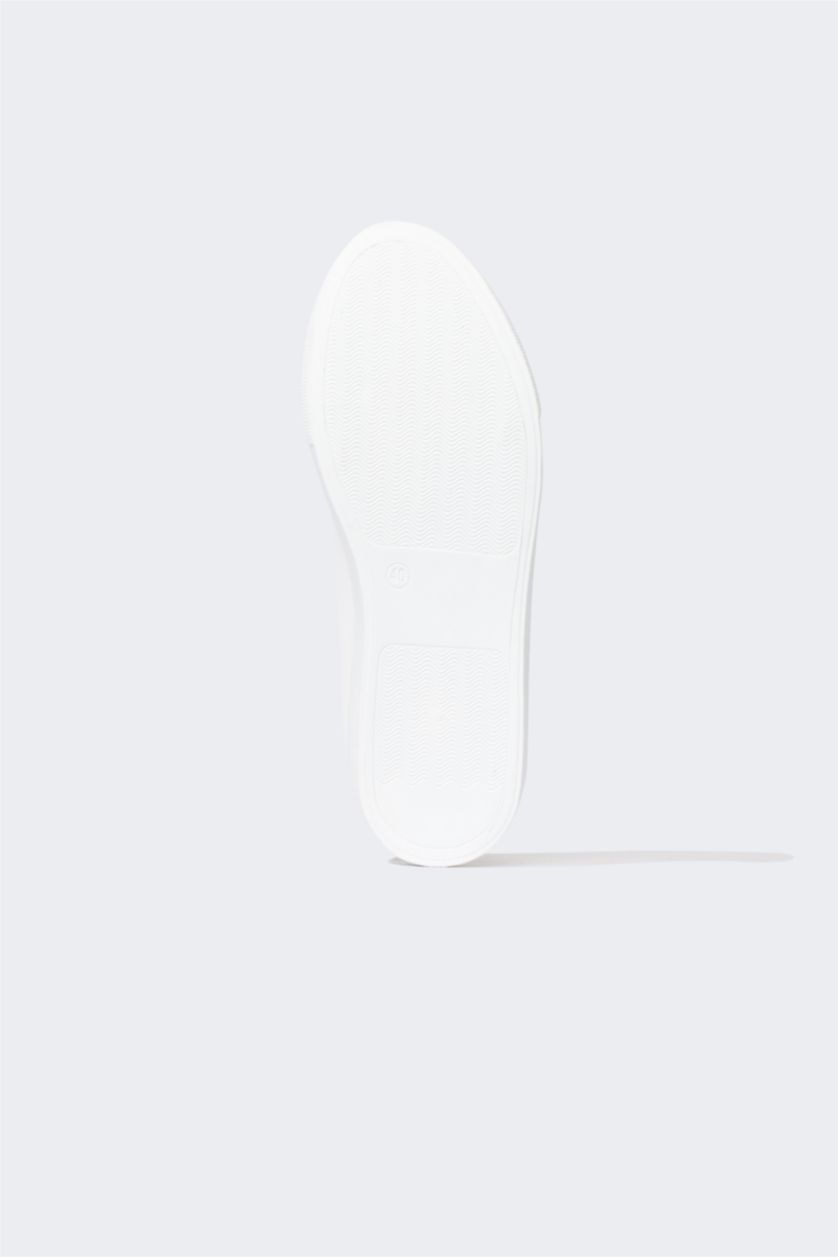 Kadın Beyaz Kadın SmileyWorld Düz Taban Suni Deri Bağcıklı Sneaker