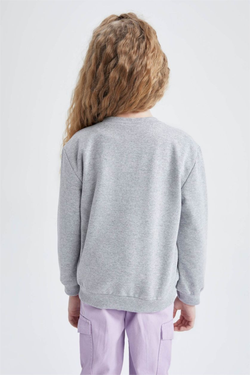 Дівчачий Сірий меланж Світшот стандартного крою з тонкої тканини для дівчаток