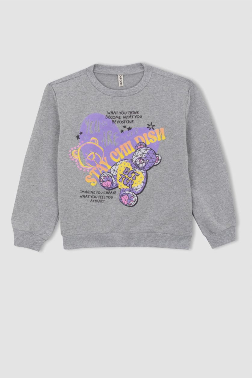 Дівчачий Сірий меланж Світшот стандартного крою з тонкої тканини для дівчаток