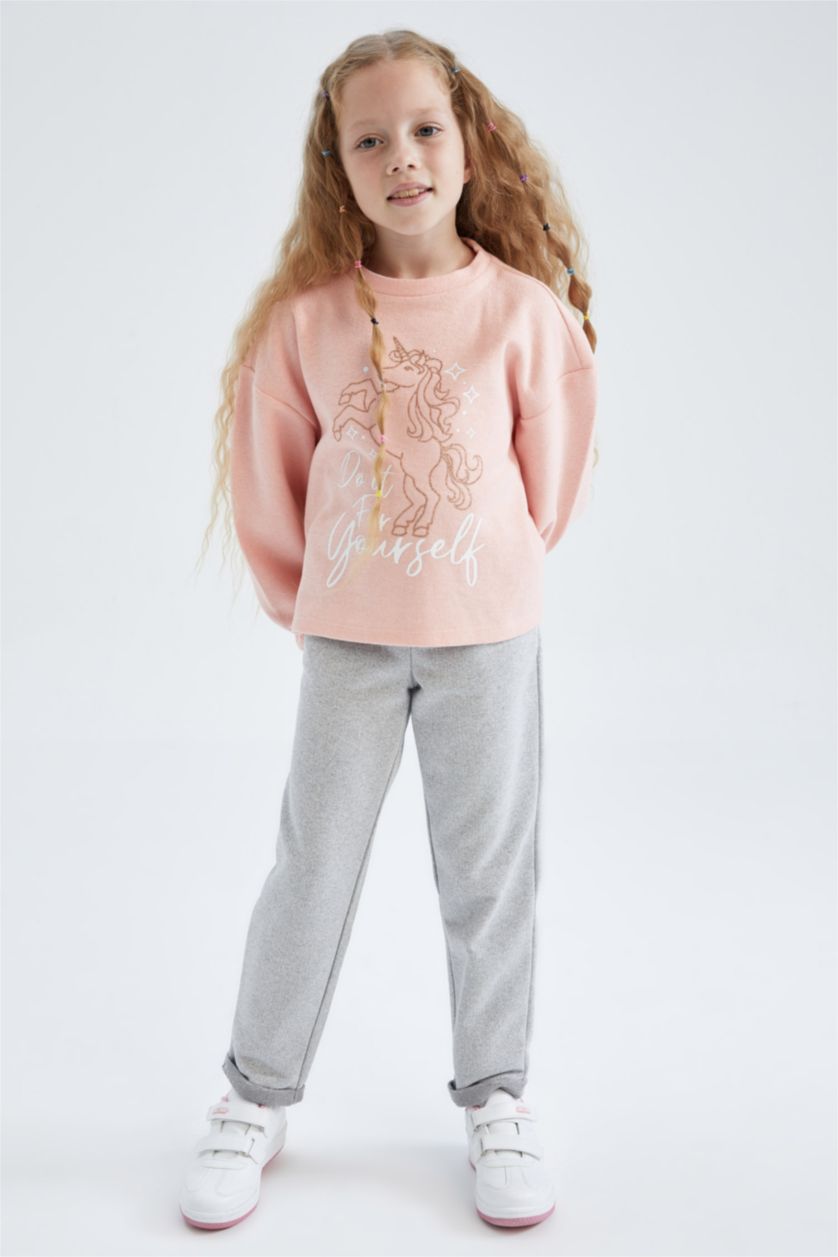 GIRLS & TEENS Pink Crop Crew Neck Sweatshirt