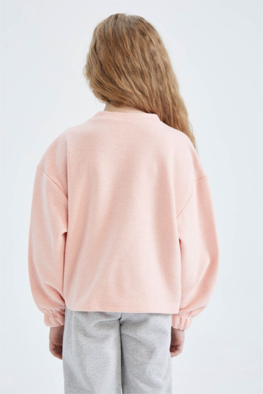 GIRLS & TEENS Pink Crop Crew Neck Sweatshirt
