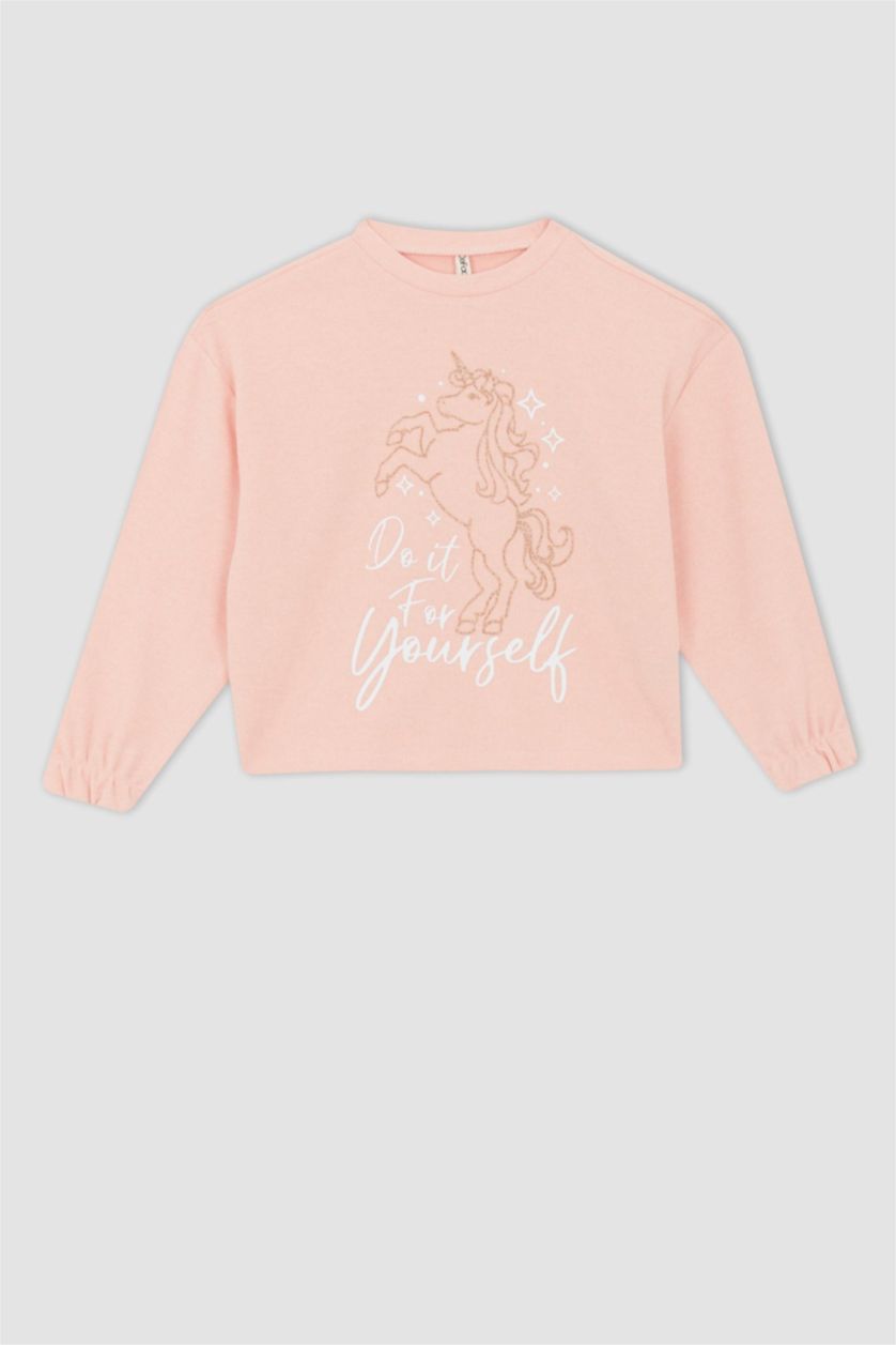 GIRLS & TEENS Pink Crop Crew Neck Sweatshirt