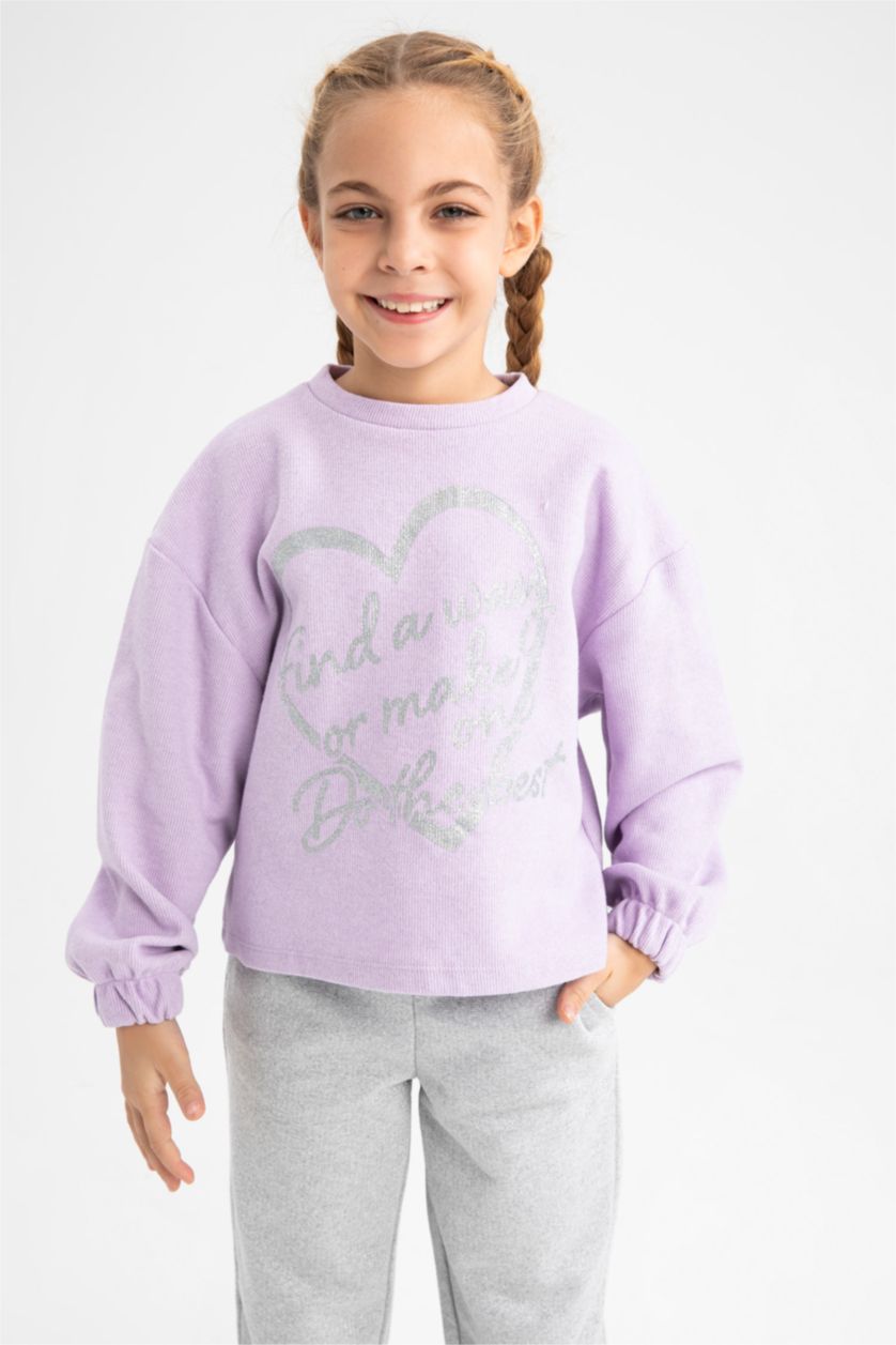 GIRLS & TEENS Lilac Crop Crew Neck Sweatshirt
