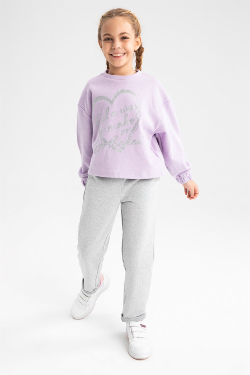 GIRLS & TEENS Lilac Crop Crew Neck Sweatshirt