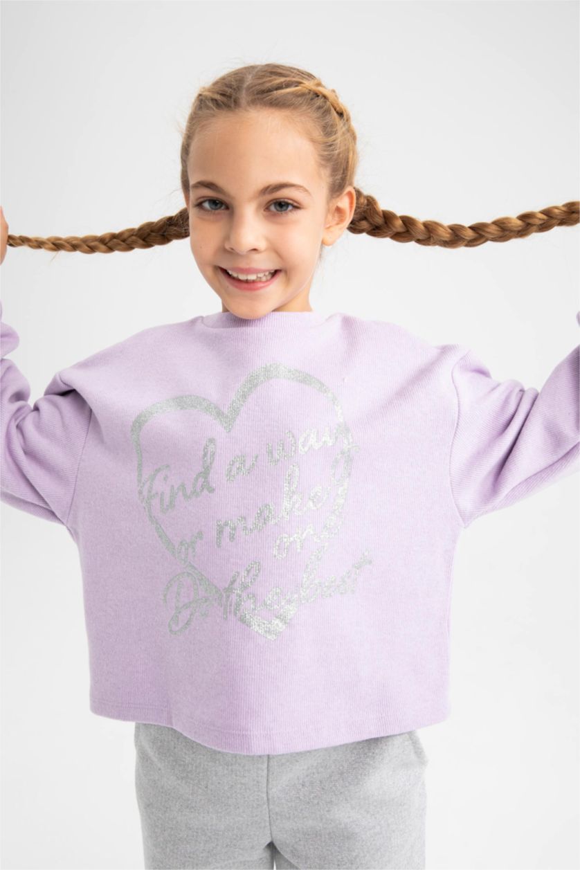 GIRLS & TEENS Lilac Crop Crew Neck Sweatshirt