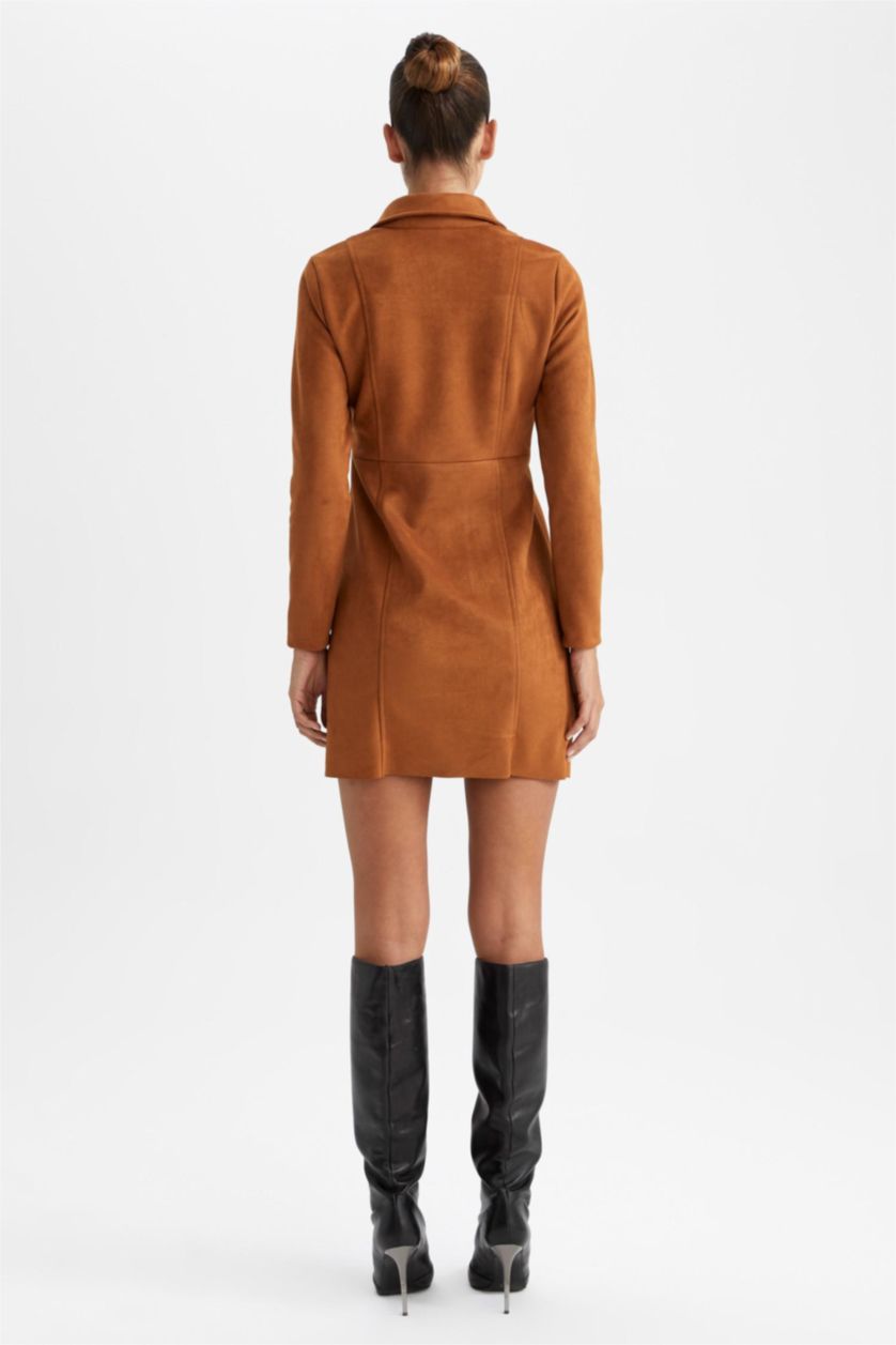 Brown WOMAN Suede Mini Dress 2700505 | DeFacto